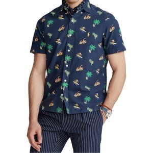 Ralph Lauren Men's Classic Fit Tropical Surfer Print Oxford Shirt 4XB